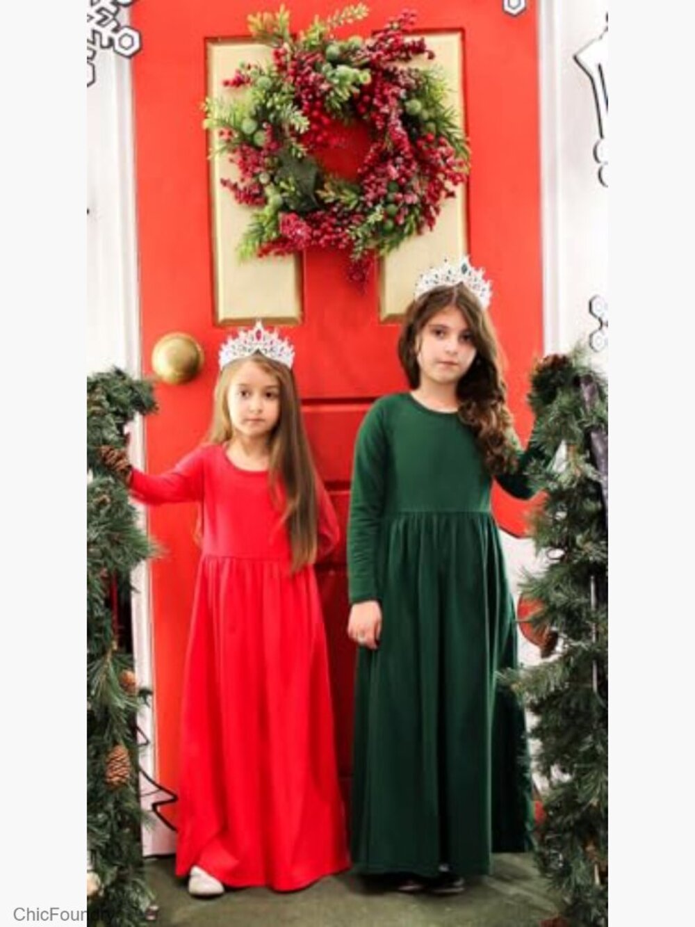 Girls Casual Maxi Dress with Pockets Long Sleeve A-Line - Picture 5 of 7